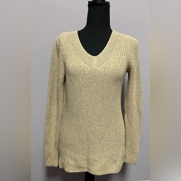 LL Bean COTTON Rib KNIT Sweater V NECK - Picture 2 of 8